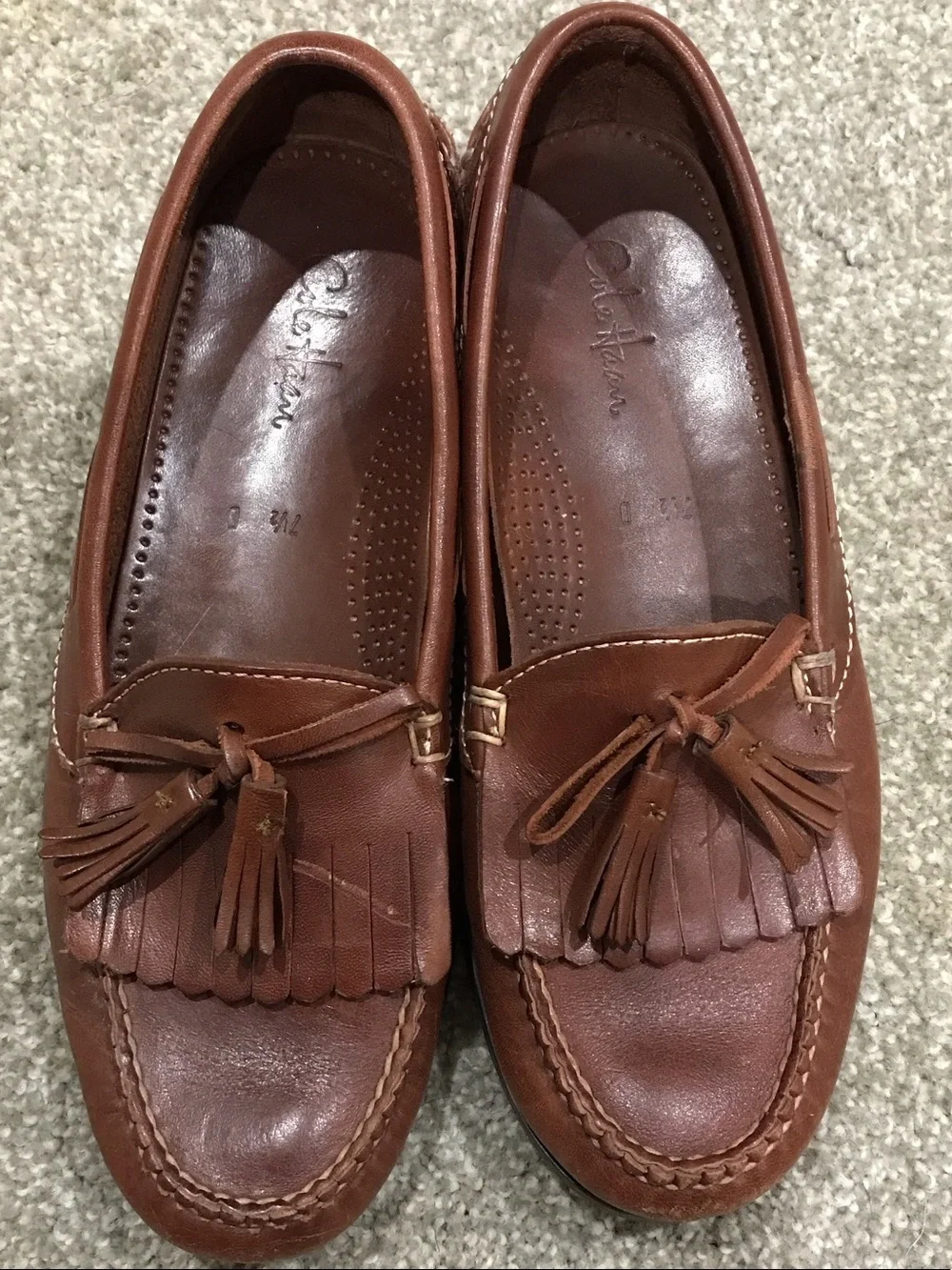 Cole Haan Men’s Chestnut Brown Leather Tassel Kiltie Loafers